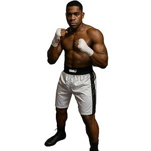 FIGHT-FIT - Boxing Shorts / Boxhosen / Weiss-Schwarz / Large