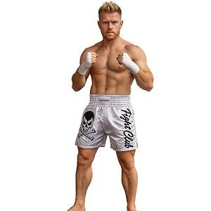 FIGHTERS - Muay Thai Shorts / Fight Club Skull / Weiss / Small