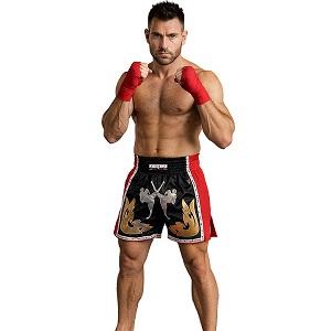 FIGHTERS - Thaibox Shorts / Elite Fighters / Schwarz-Rot / Large
