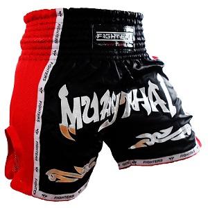 FIGHTERS - Thaibox Shorts / Elite Muay Thai / Schwarz-Rot / Medium