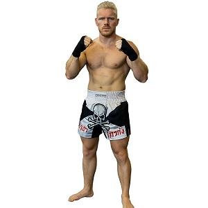 FIGHTERS - Muay Thai Shorts / Skull / Weiss-Schwarz / XL