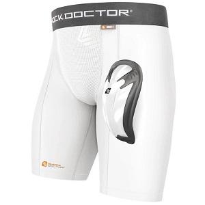 Shock Doctor - Short de compresión con protector de ingle Bioflex / Blanco / Small